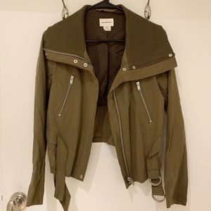 Club Monaco Olive Green Cropped Jacket XS